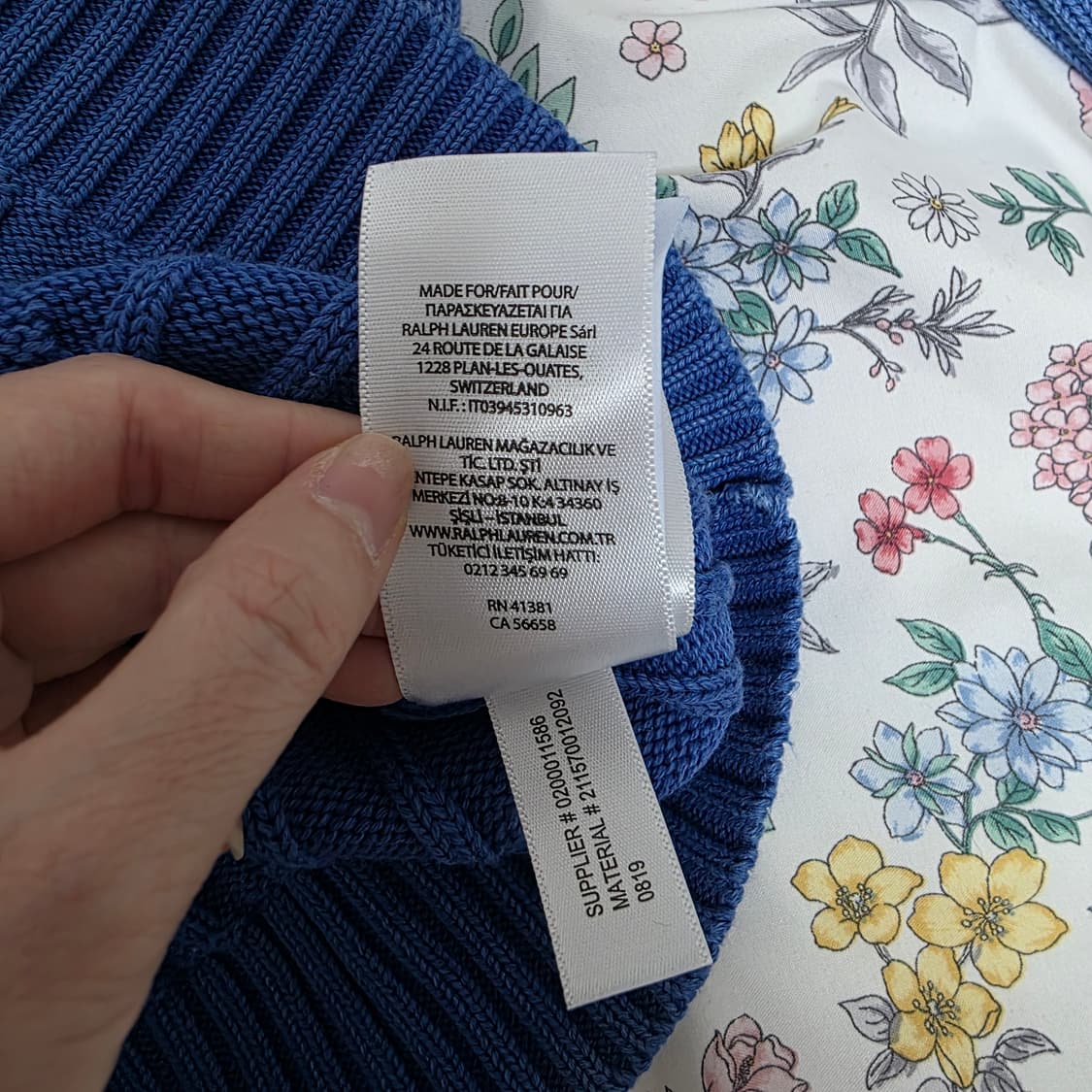 폴로랄프로렌 일본판) 블루x화이트 빈티지워싱 케이블 니트 상품이미지5