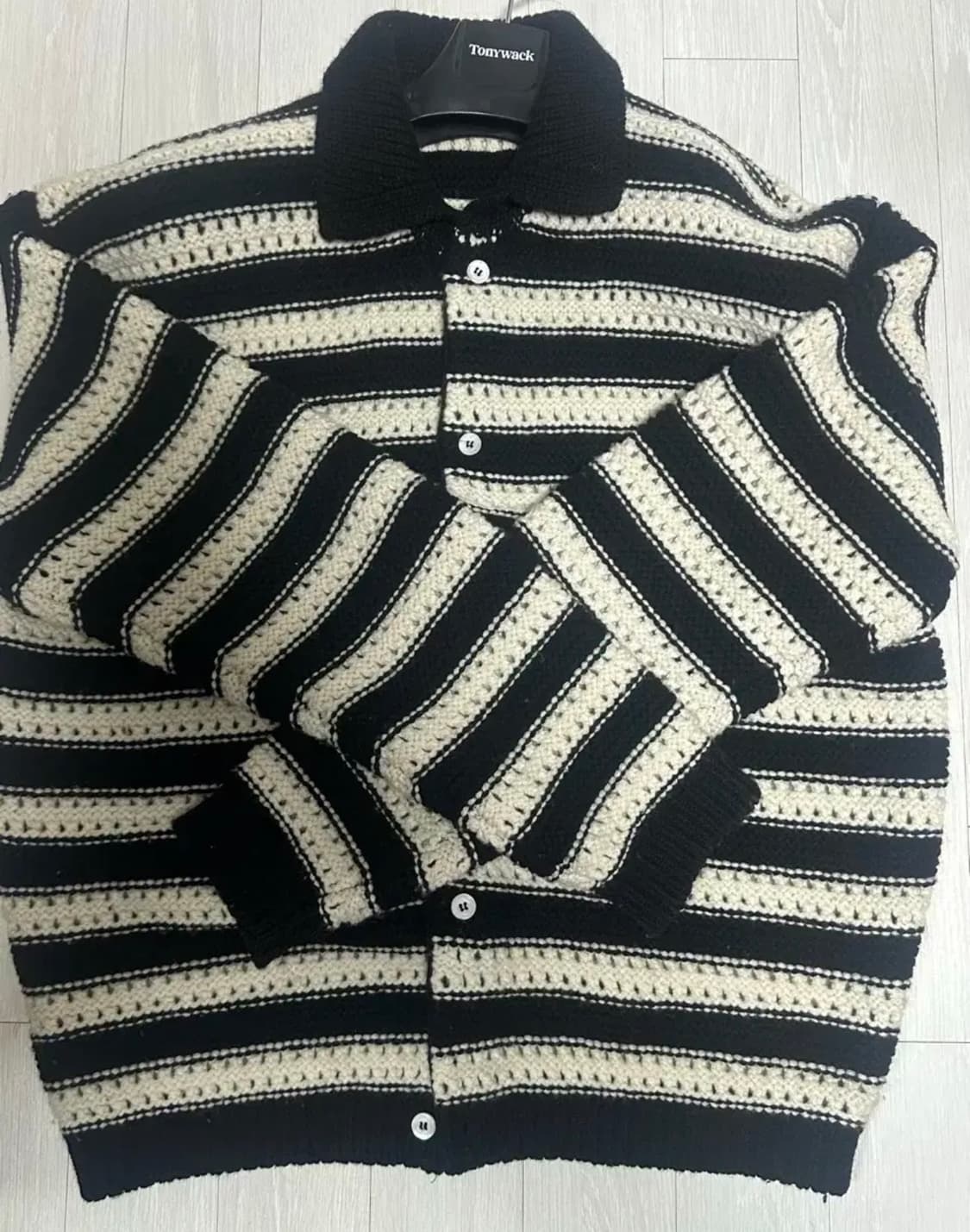 [L] STU 울카라 스트라이프 가디건 블랙 상품이미지2