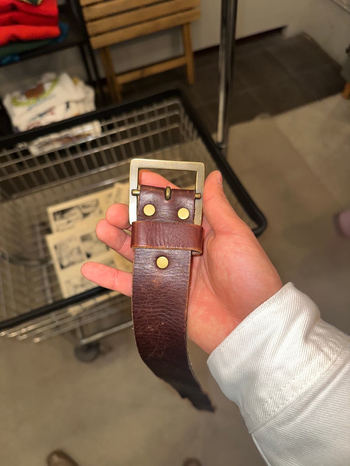 Genuine leather aging brown belt 상품이미지7