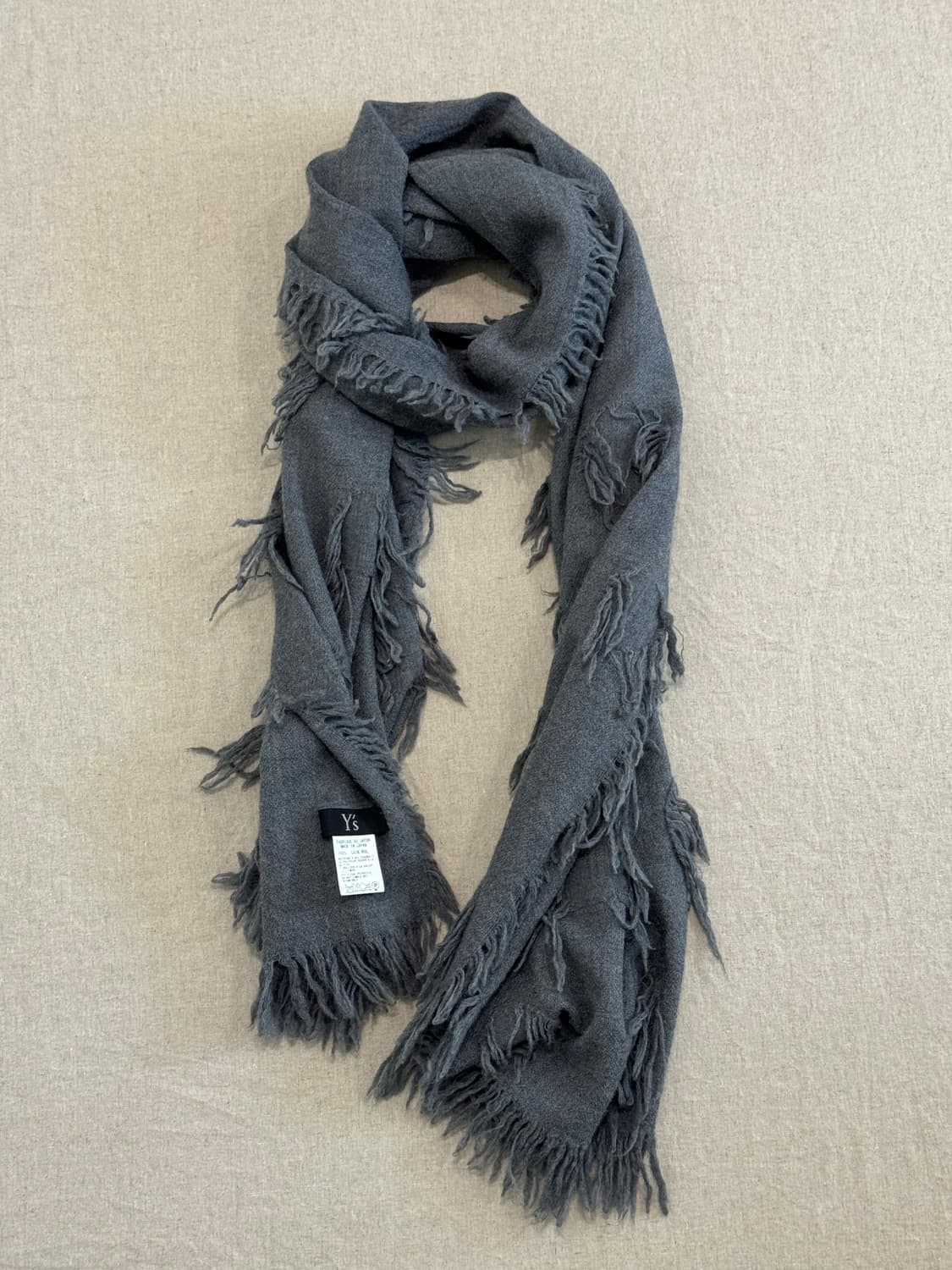 요지야마모토 디스트레스드 울 머플러 상품이미지2