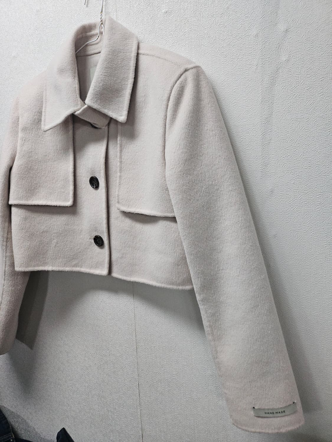 K'daba 크롭 울 코트 자켓 아이보리 핸드메이드  free 상품이미지2