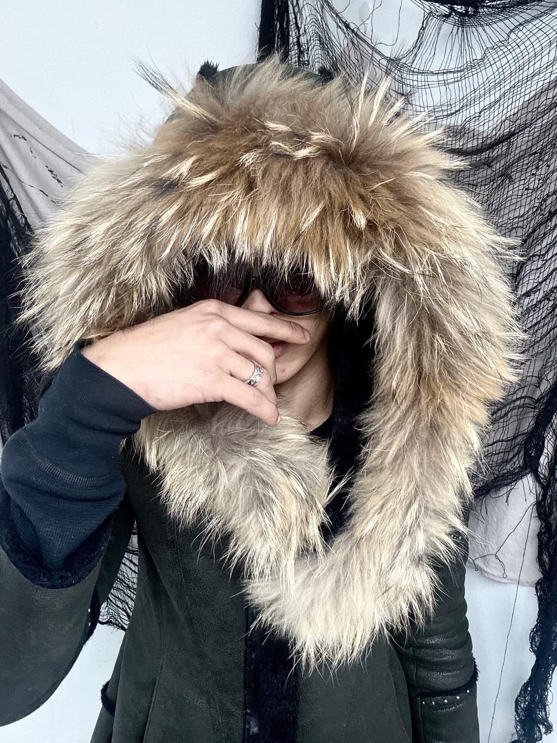 [2000s Rare Egoist] Raccoon Fur Over-Hoo 상품이미지1