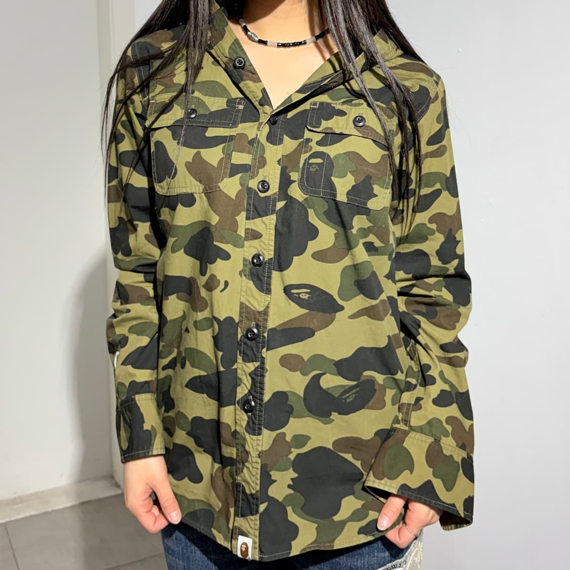 베이프 카모 샤크 후드 셔츠 자켓 상품이미지3