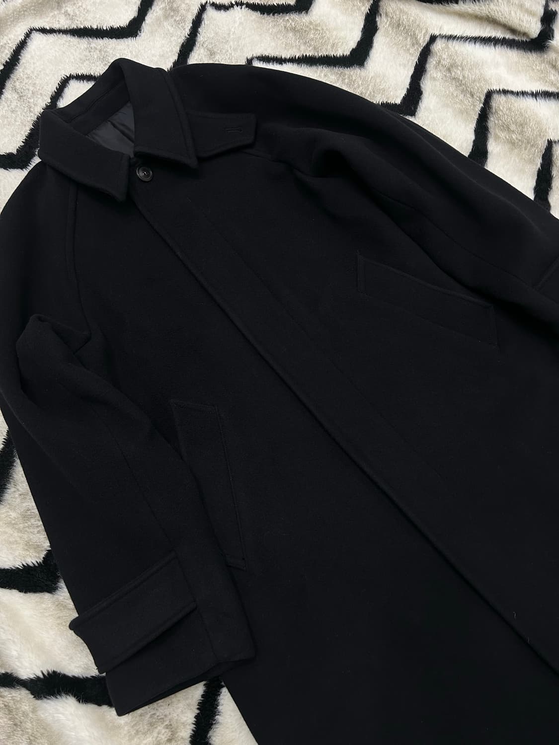 [실측L]COOR 벨란티 캐시미어 블랜드 발마칸 코트/블랙 상품이미지1