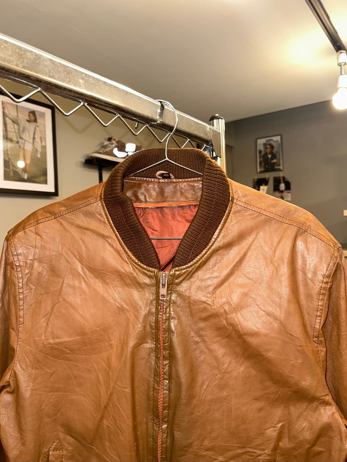 90’s Japanese leather boomber  jacket 상품이미지5