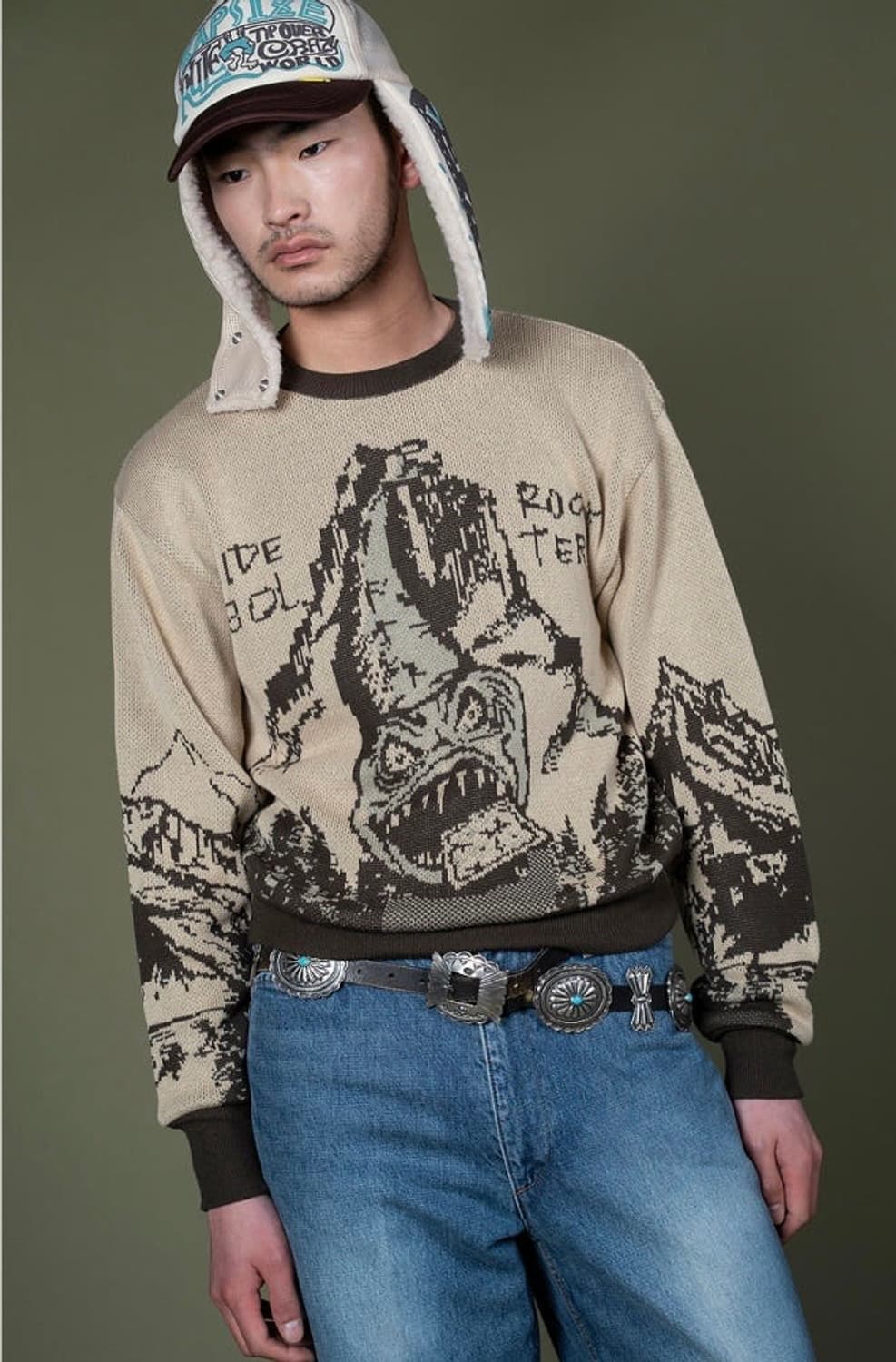 캐피탈 Slide rock bolter 자카드 빈티지 니트 상품이미지1