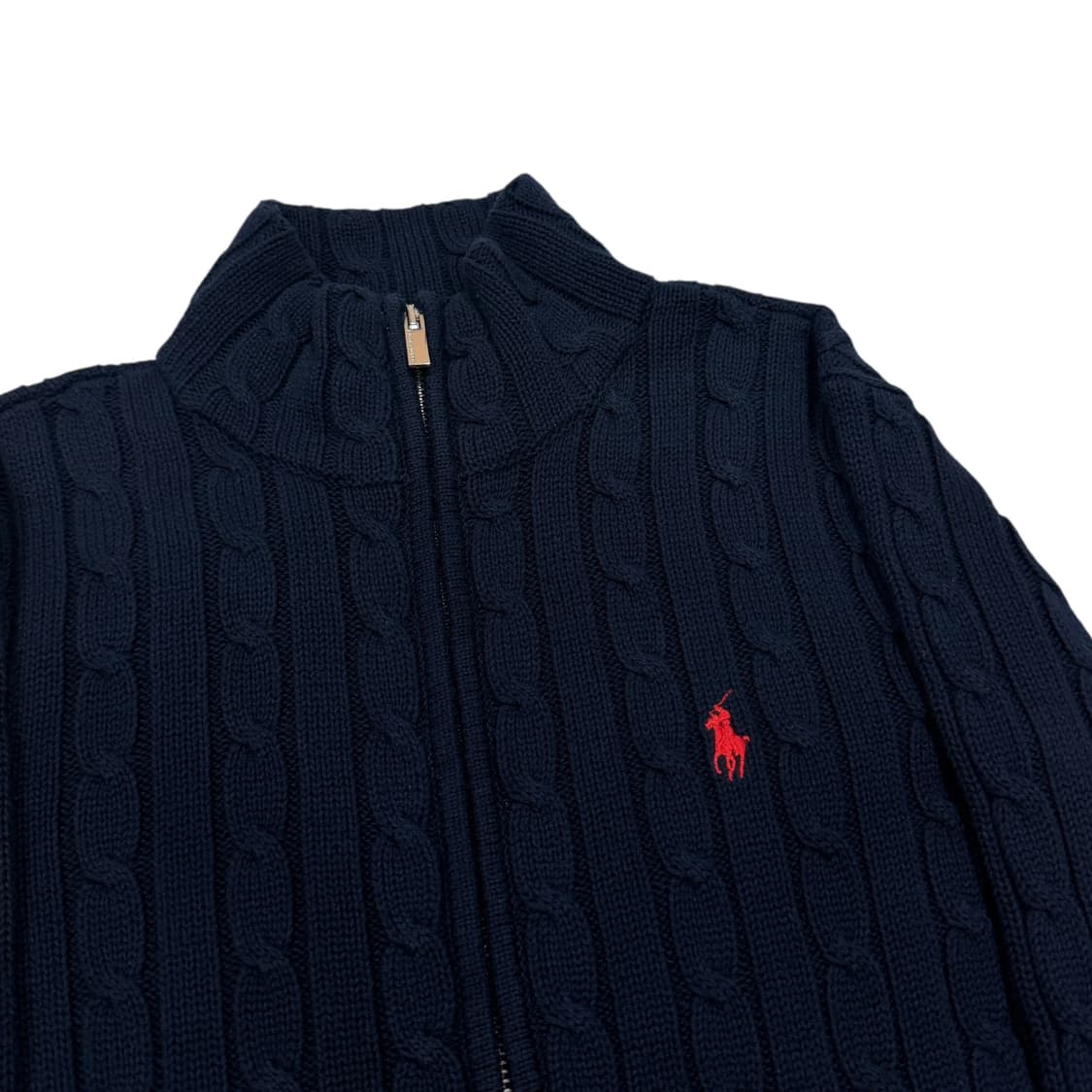 폴로 랄프로렌 꽈배기 케이블 니트집업 네이비 S 상품이미지2