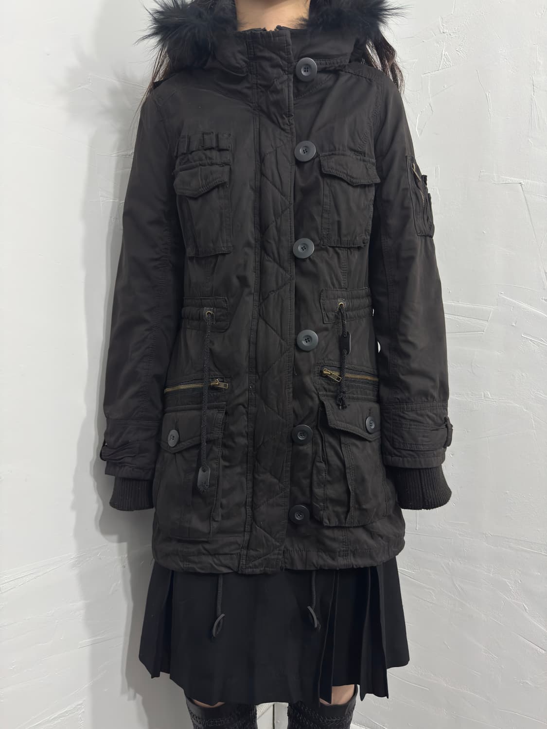 fur hood multi pocket jacket 상품이미지1