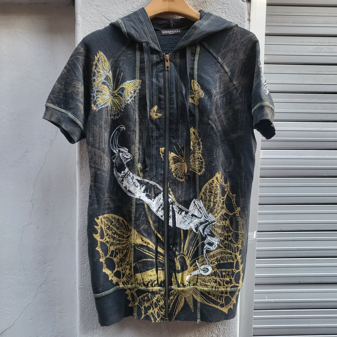 LIBERTALIA Short-sleeved hooded zip-up  상품이미지6