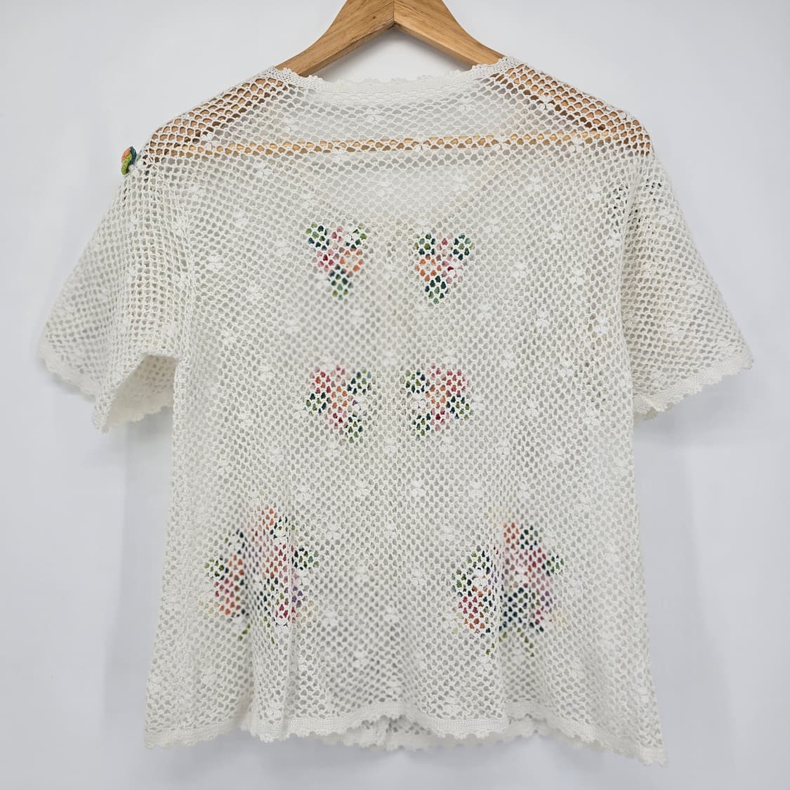 아이보리 꽃 자수 뜨개 가디건 빈티지 상품이미지6