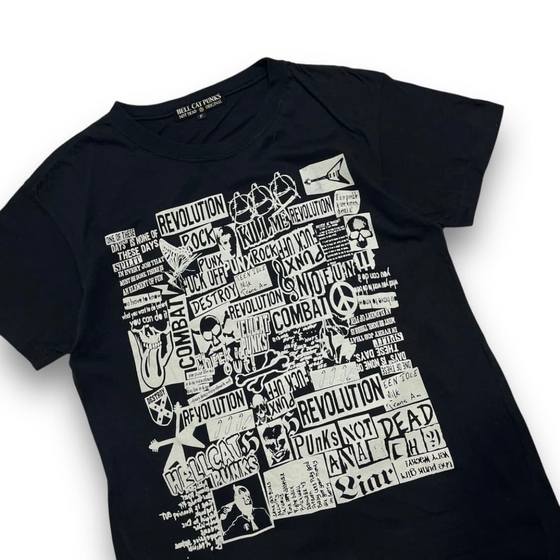 헬 캣 펑크 밴드 스컬 카툰 아트 패치 빈티지 반팔 티셔츠 상품이미지2