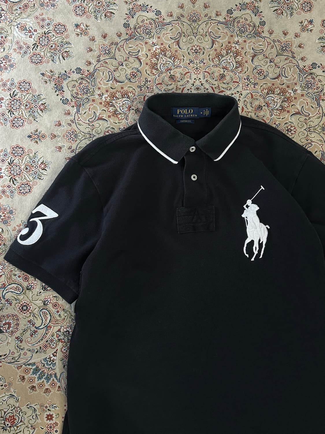 폴로 랄프로렌 블랙/화이트 빅포니 럭비 카라티  상품이미지4