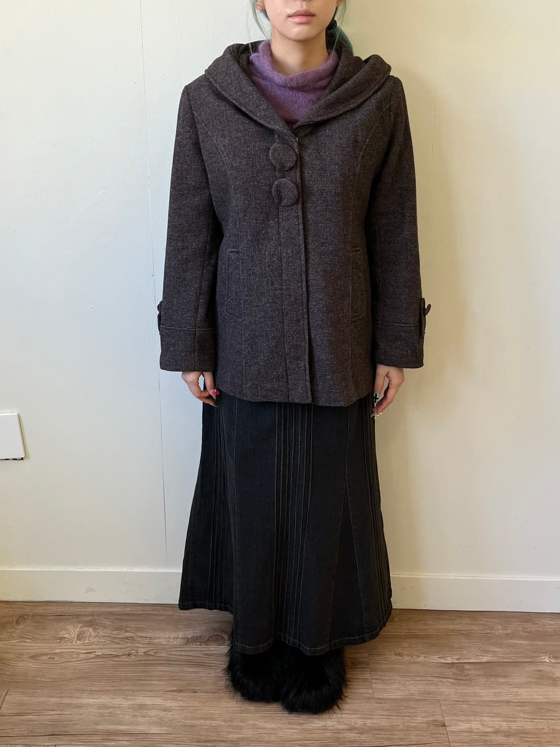 T’s collection 도트 후드 코트 상품이미지6