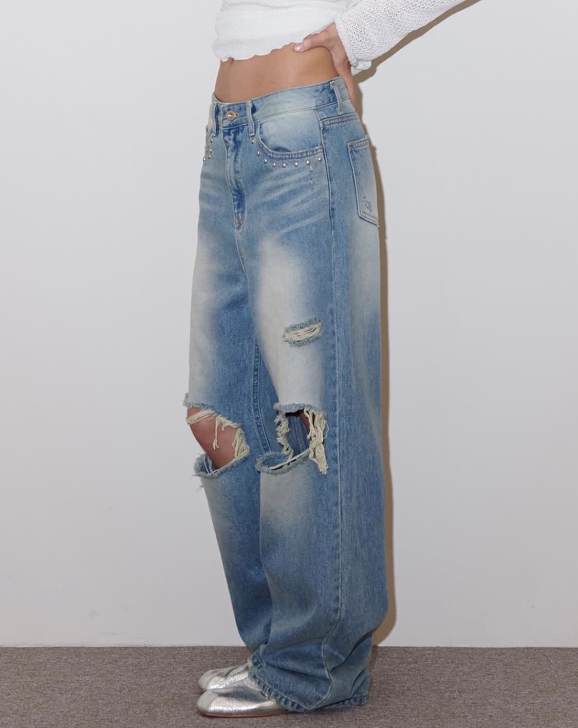 폴리수엠 스터드 데님 진 1사이즈 상품이미지2