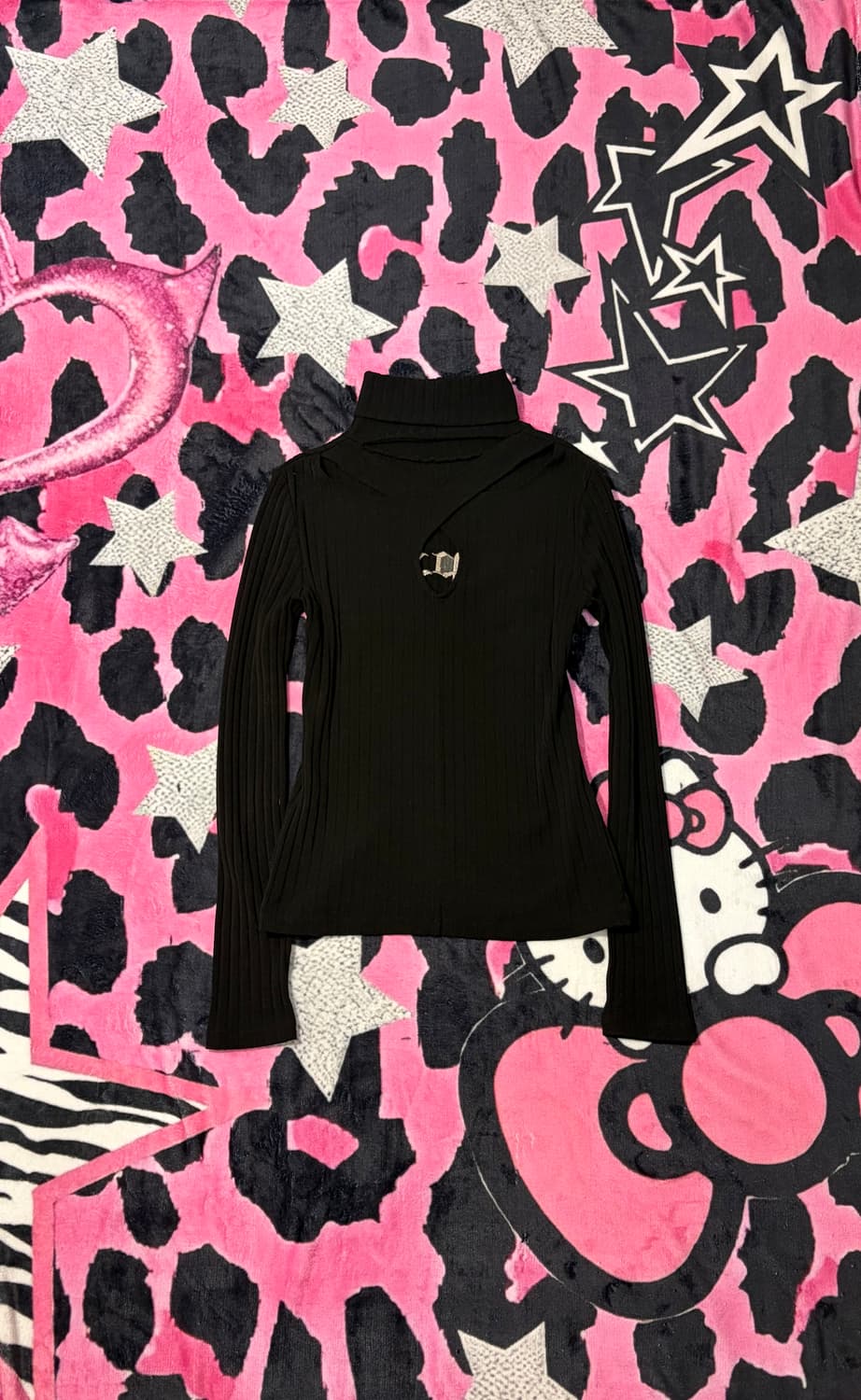 Y2K Glitter cubic back slit turtleneck 상품이미지2