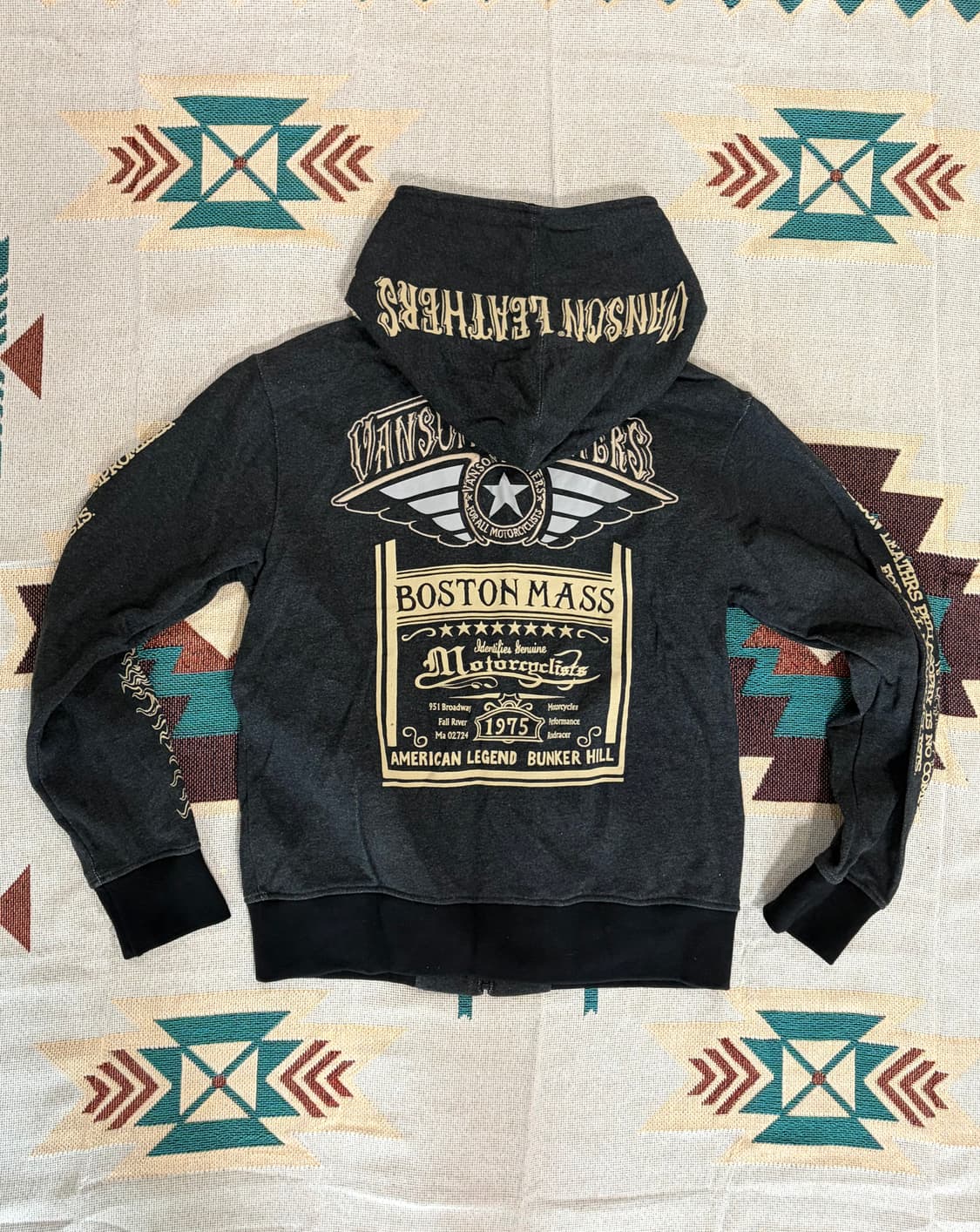 밴슨 레더 자수 로고 모터사이클 후드집업  상품이미지5