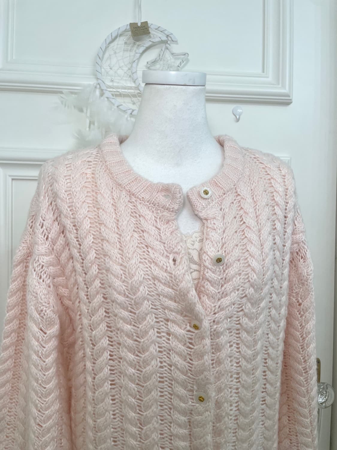 NICE CLAUP lovely coral twist warm cardi 상품이미지6