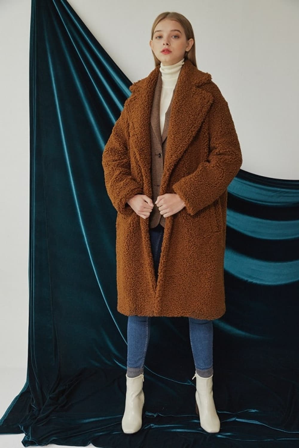 레니본 여성 테디베어 롱코트  상품이미지5