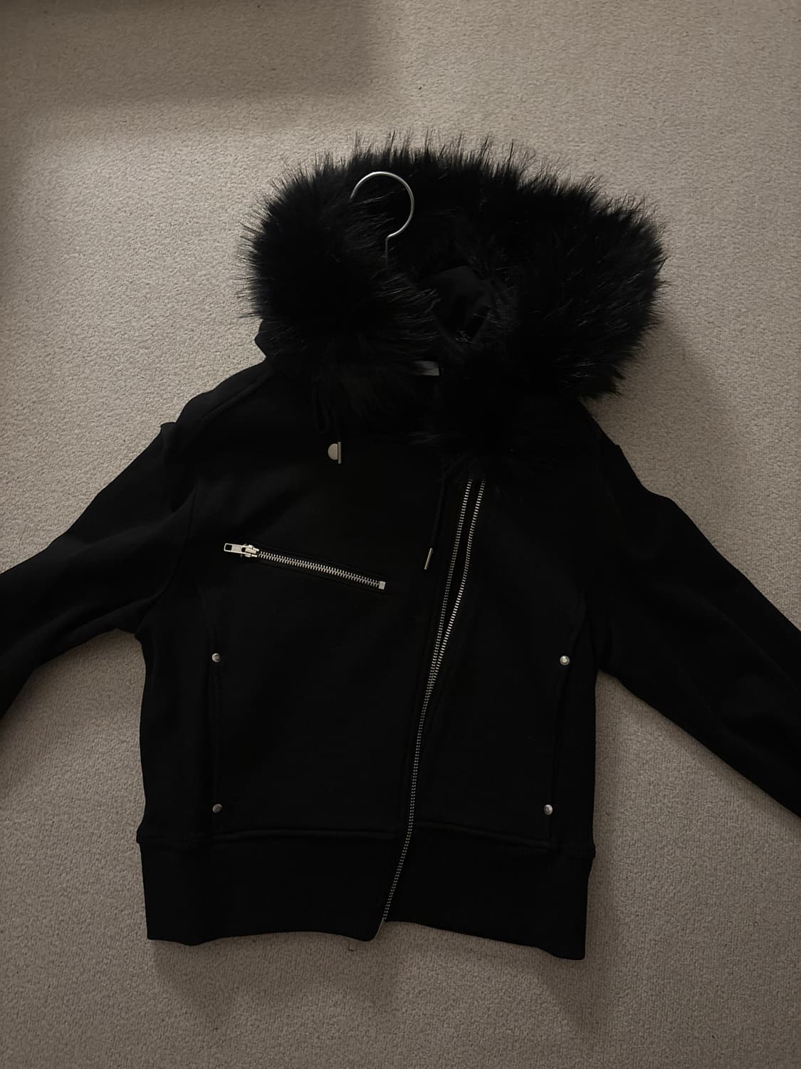 낫노잉 라이더 퍼 후드 집업 블랙 S 상품이미지3