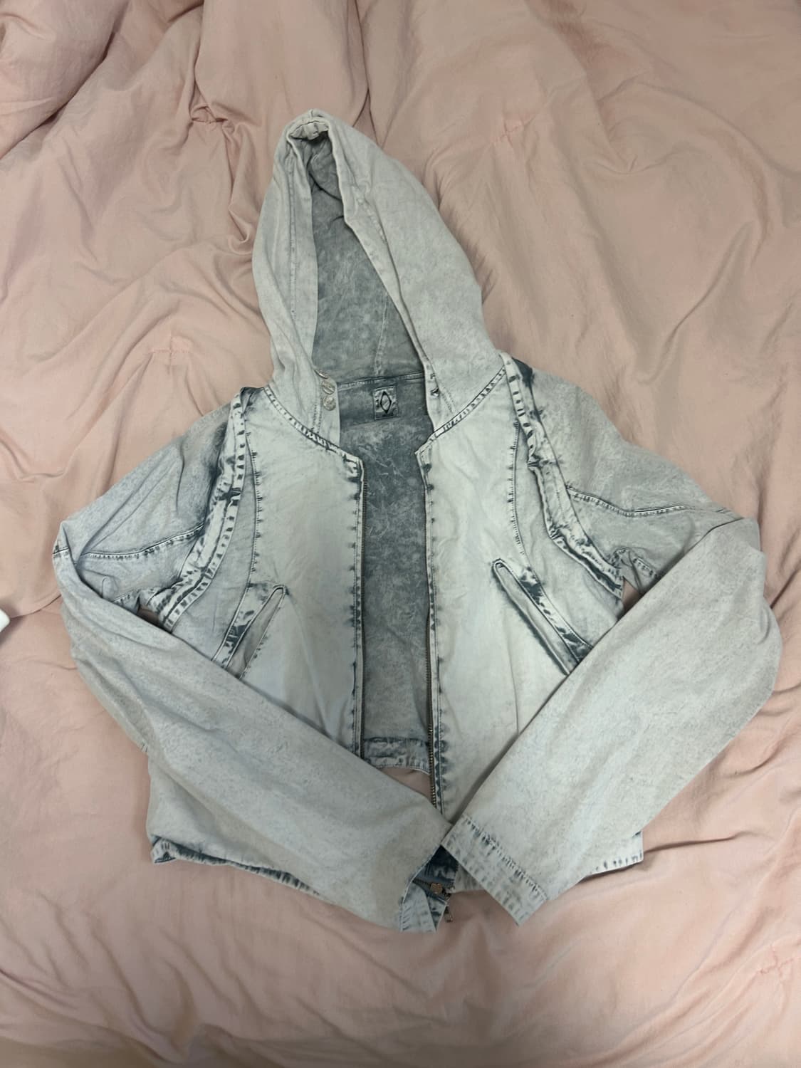 미스치프 블리치드 컷오프 후디 자켓 블리치드그레이 M 상품이미지4