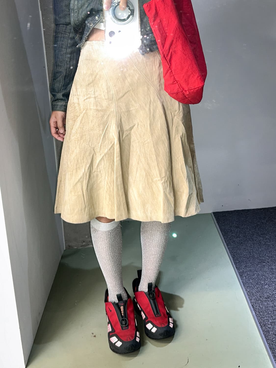 pig leather beige midi skirt 상품이미지2