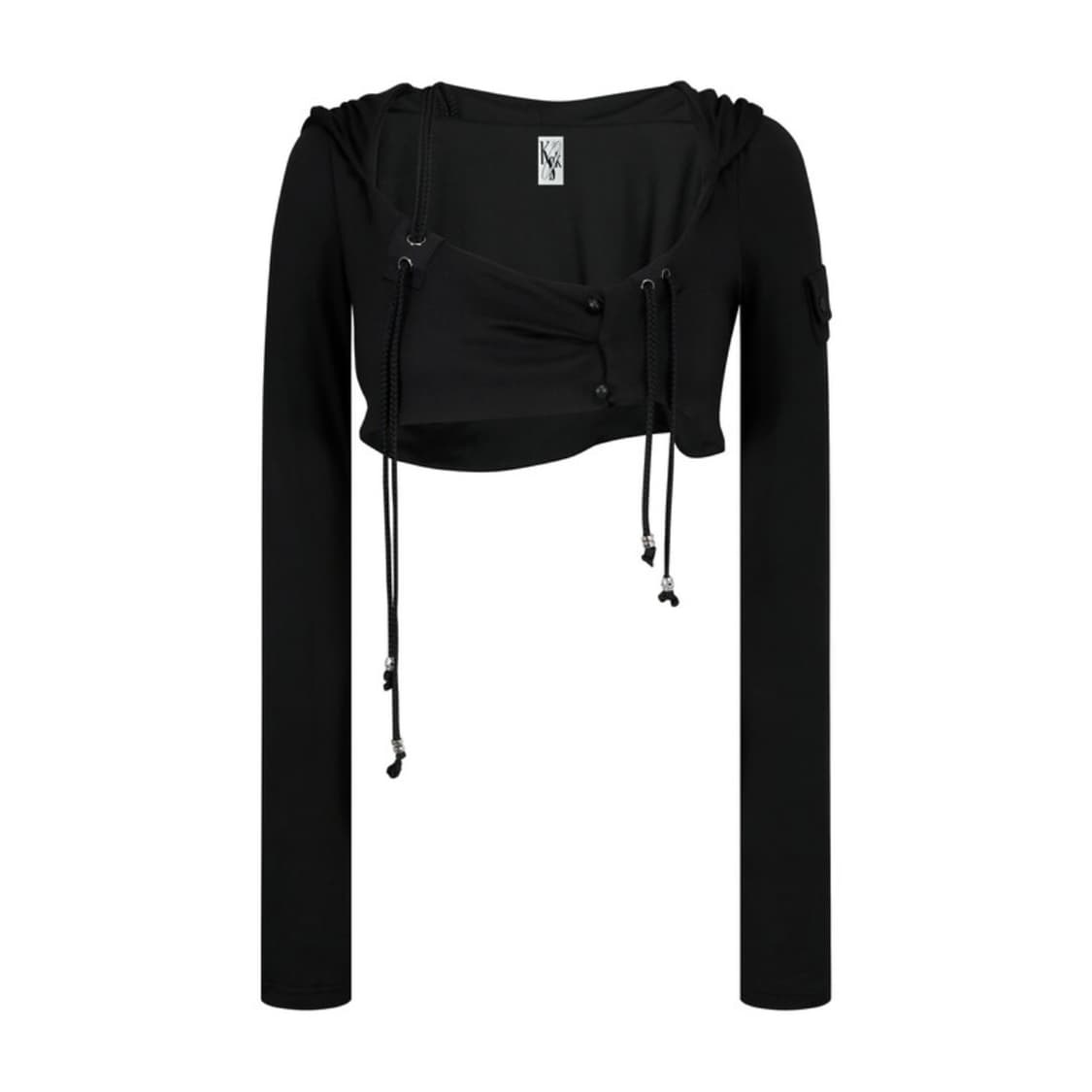 카시코 후디드 볼레로 가디건 블랙 (새상품) 상품이미지2