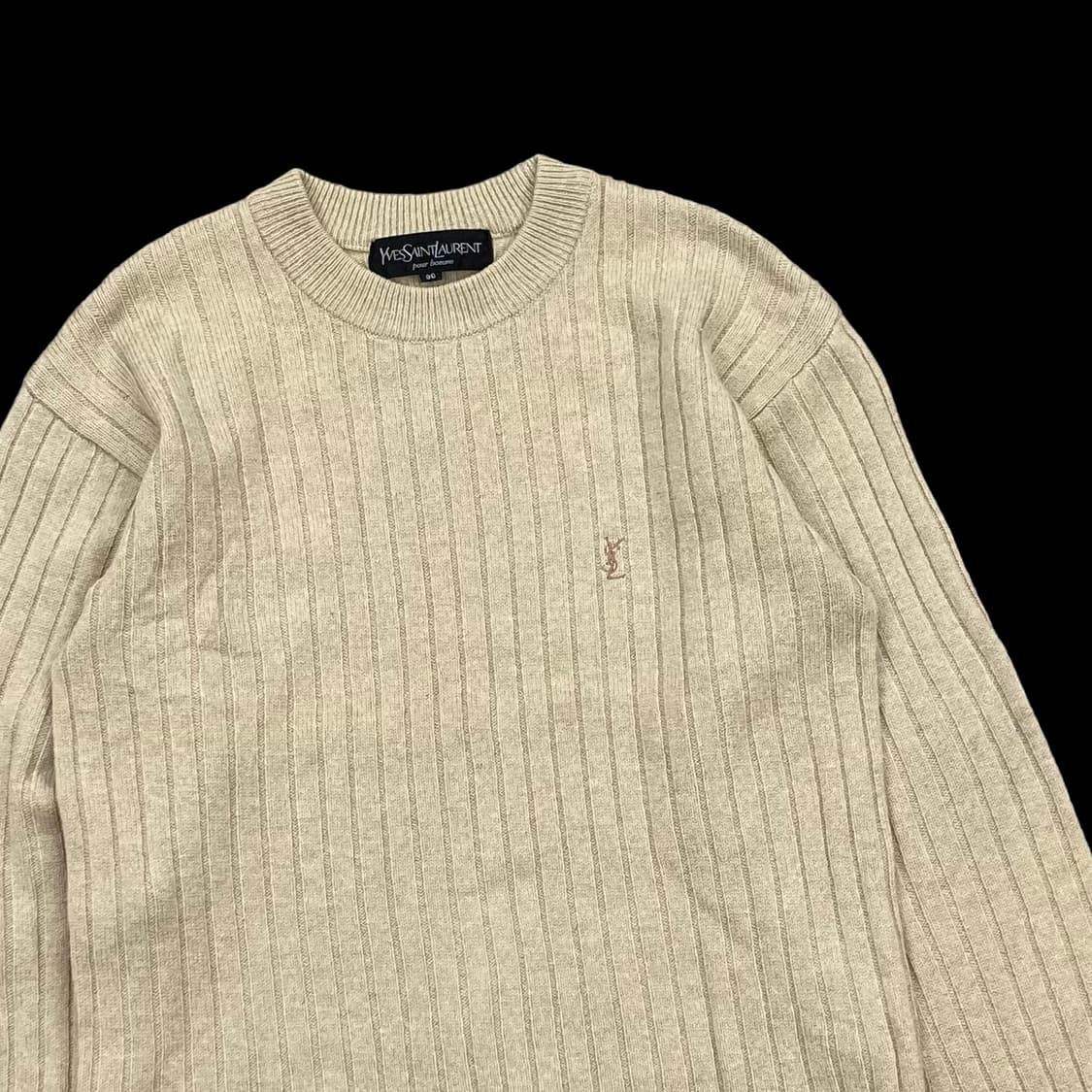 입생로랑 ysl 90s 베이지 골지 울 니트 상품이미지2
