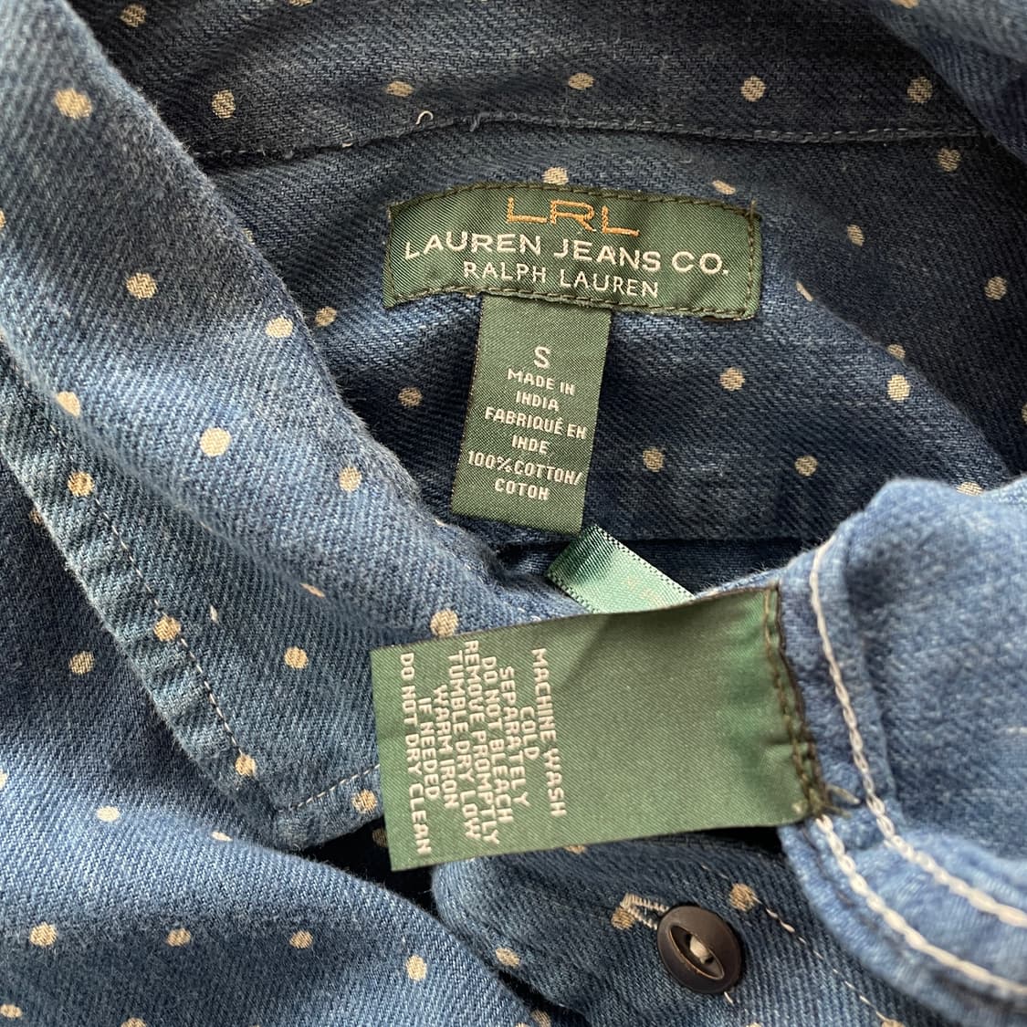 랄프로렌 도트 데님 롱 셔츠 페어리 모리 상품이미지6