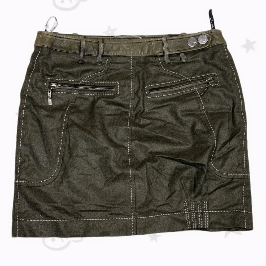 디올 파리지앵 아카이브 라인 가죽  투웨이 카키 미니스커트 상품이미지2