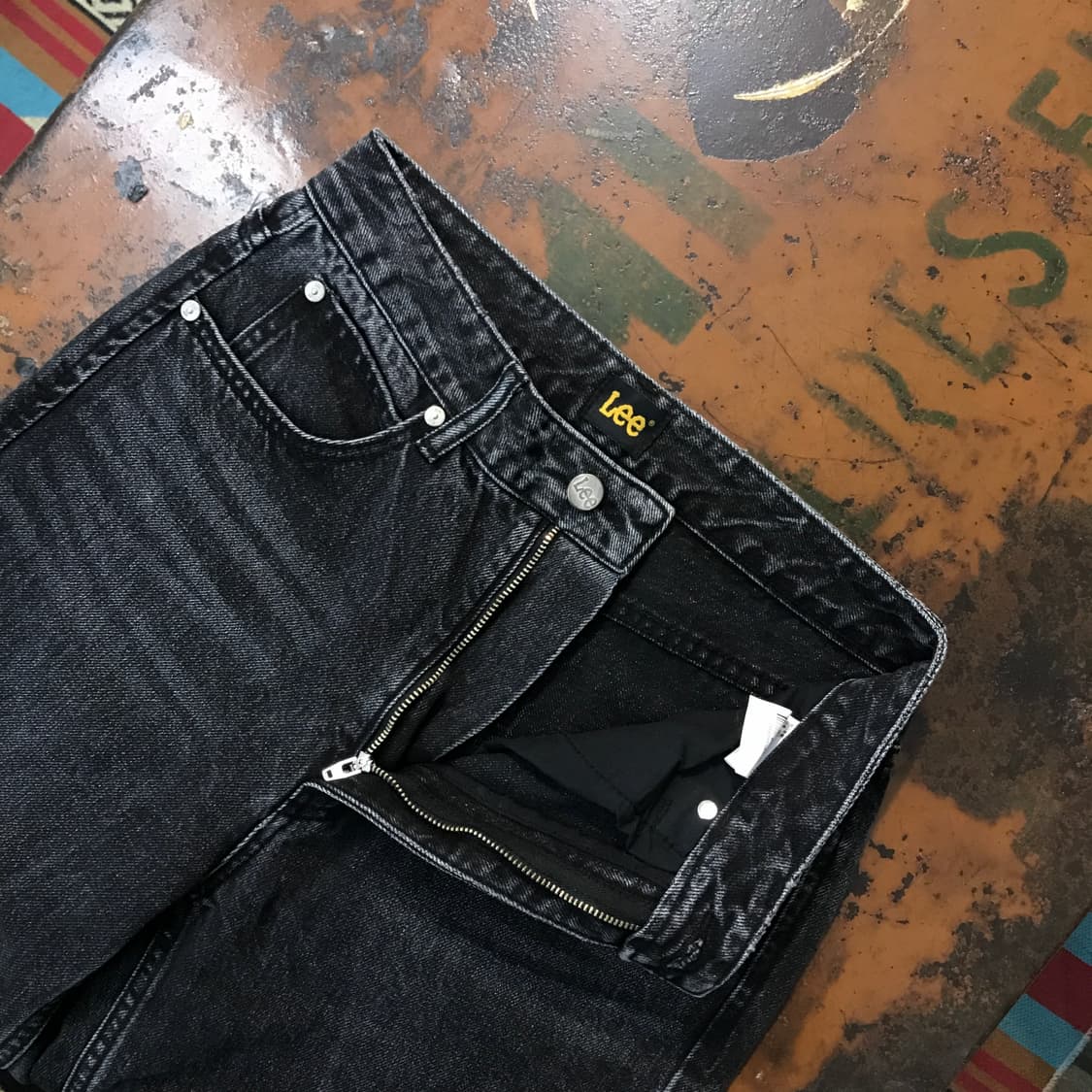 Lee 리 흑청 워시드 스트레이트 데님 팬츠 허리 26 사이즈  상품이미지5