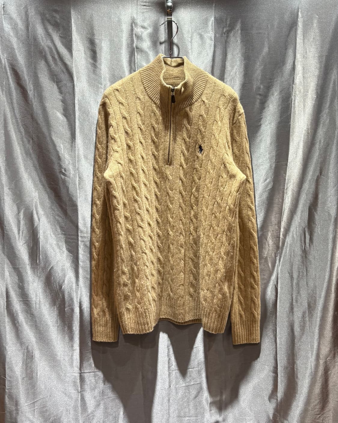 S 폴로랄프로렌 블루포니 베이지 반집업 케이블 니트 상품이미지2