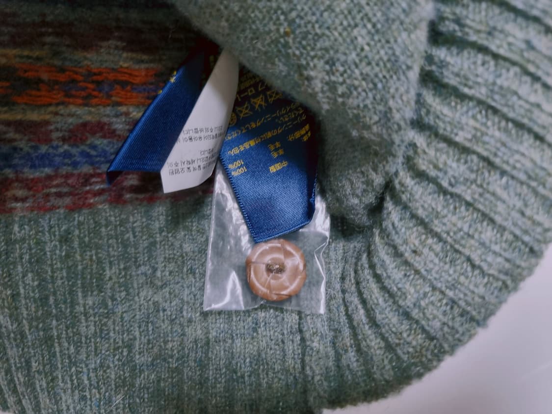 여성 레어 폴로 울 램스울 페어아일 긴팔 가디건 니트 스웨터 브이넥 상품이미지5