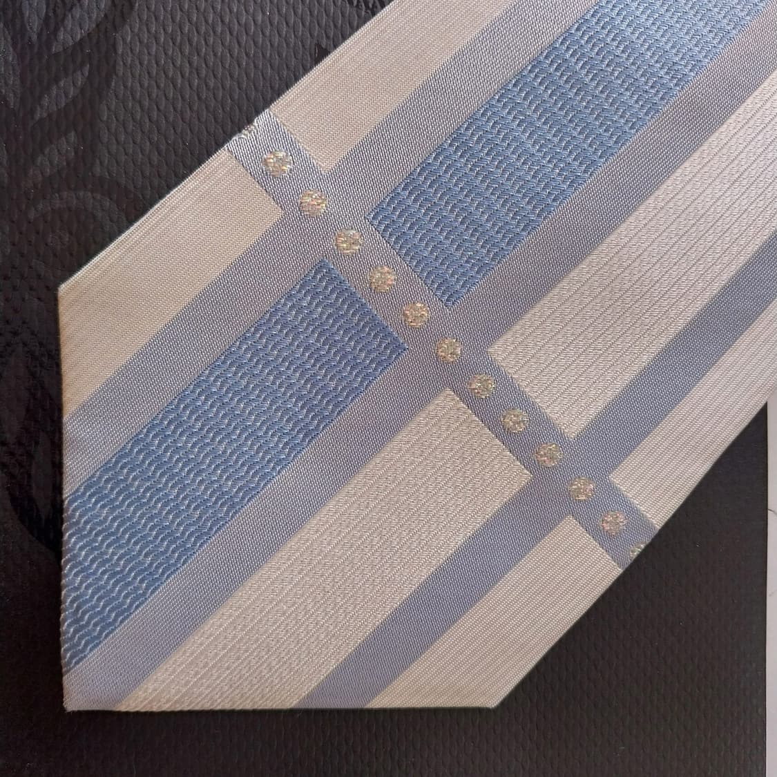 엠씨엠 실크 화이트 스트라이프 넥타이 9.4cm A+등급 K2005 상품이미지7