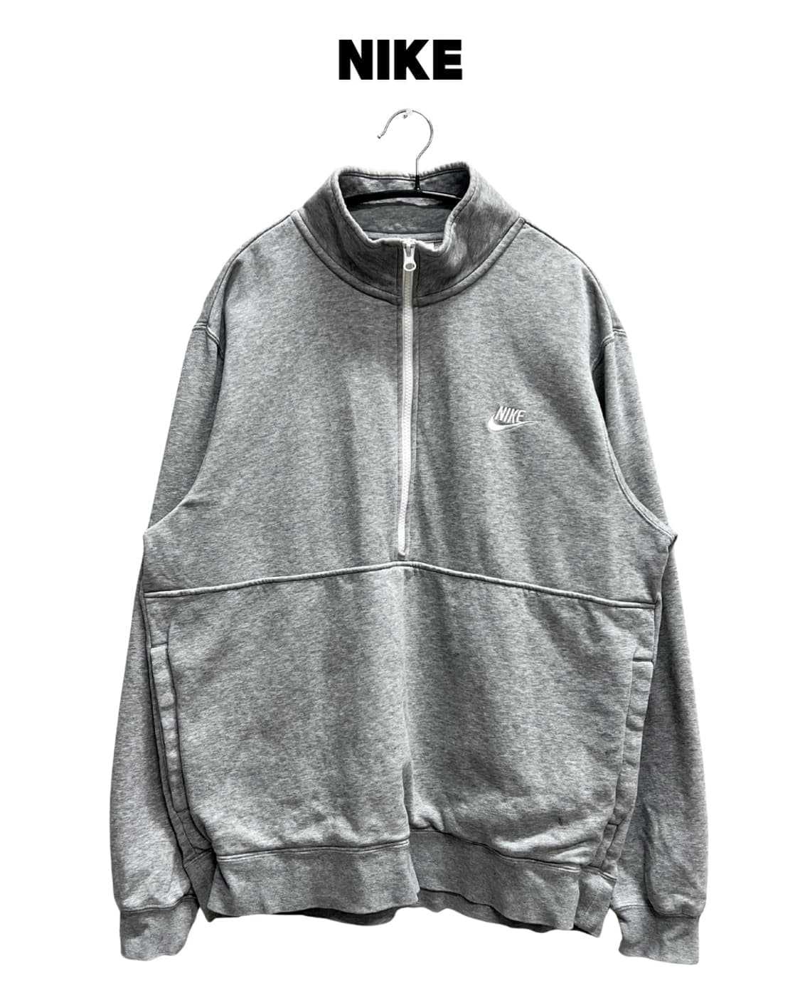 (XXL) 나이키 NSW 클럽 브러쉬드 백 하프 집 그레이 상품이미지1