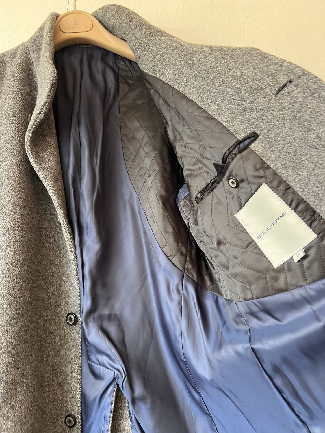 솔리드옴므 남성 그레이 울캐시미어코트 싱글하프코트 상품이미지5