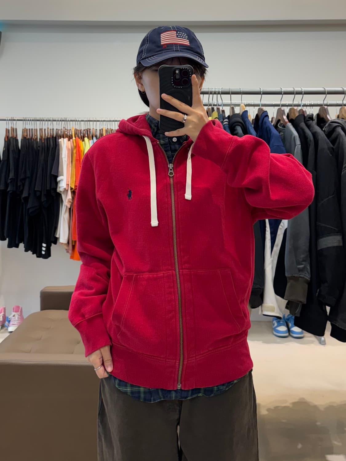 폴로 랄프로렌 와플 후드집업 레드 상품이미지4
