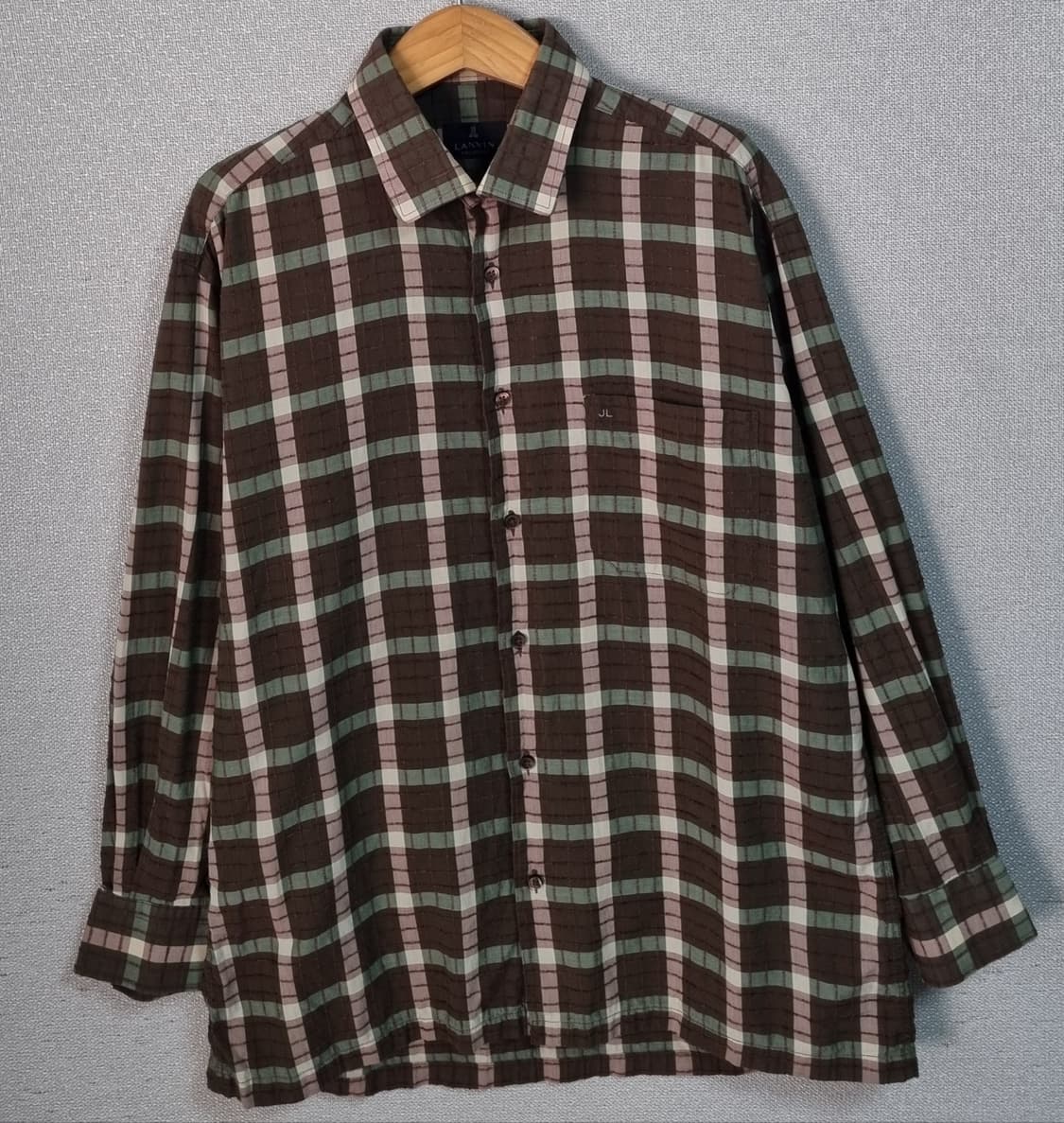 100 (77) 랑방컬렉션 브라운 체크 셔츠 블라우스 상품이미지1