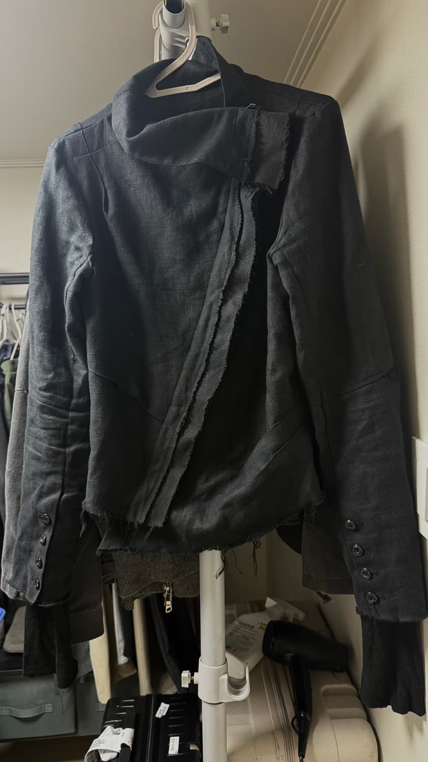하르테올뎀 Asym Scarf Jacket [BK Linen] 2 상품이미지1