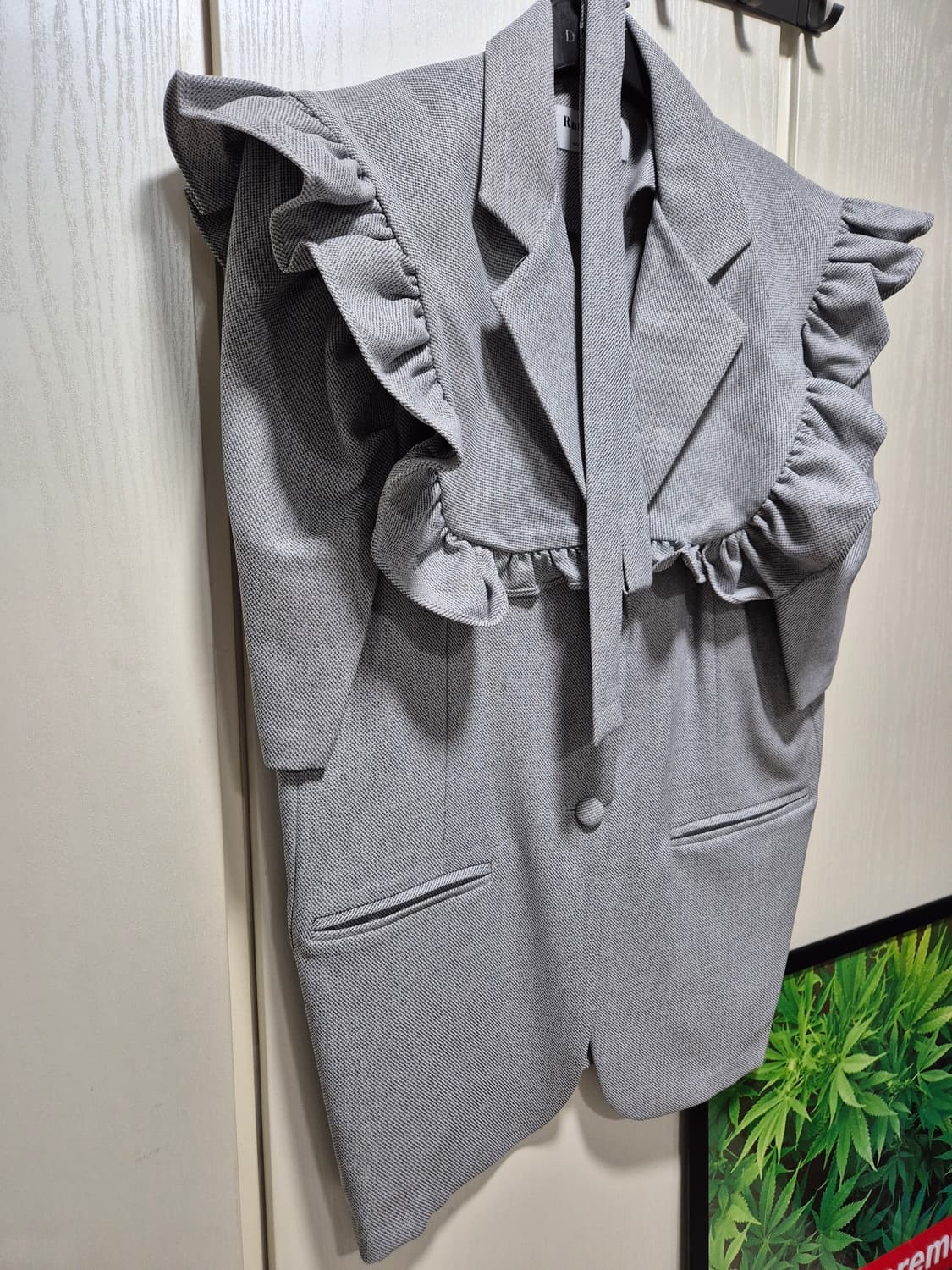 (타임세일)(새상품)DINT 딘트 잔체크 프릴 블라우스 자켓 상품이미지4