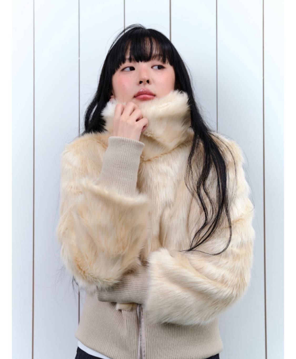 애즈온 오벨 퍼자켓 아이보리 상품이미지2