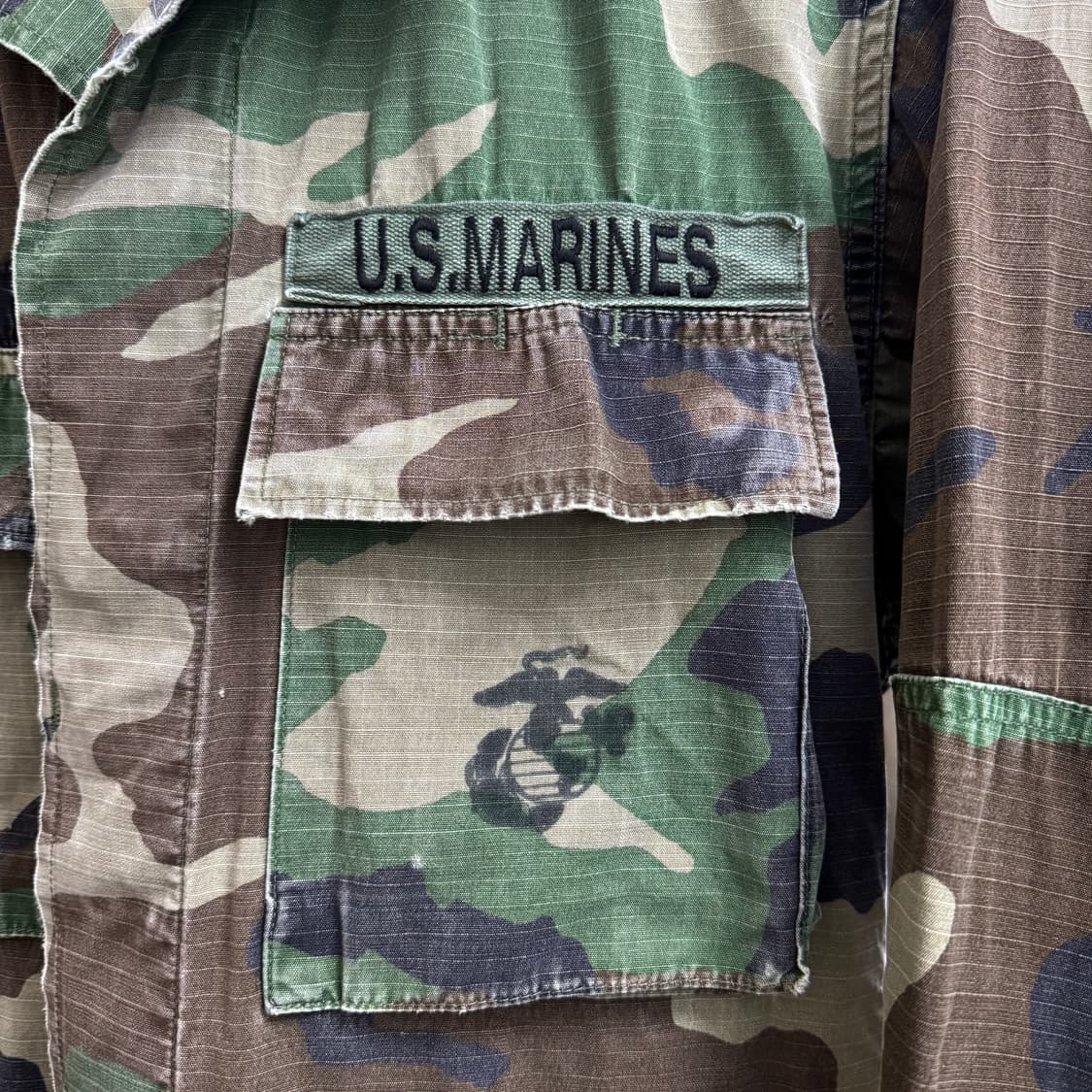 빈티지 US Army 미군 해병대 우드랜드 카모 셔츠 자켓 (XS) 상품이미지3