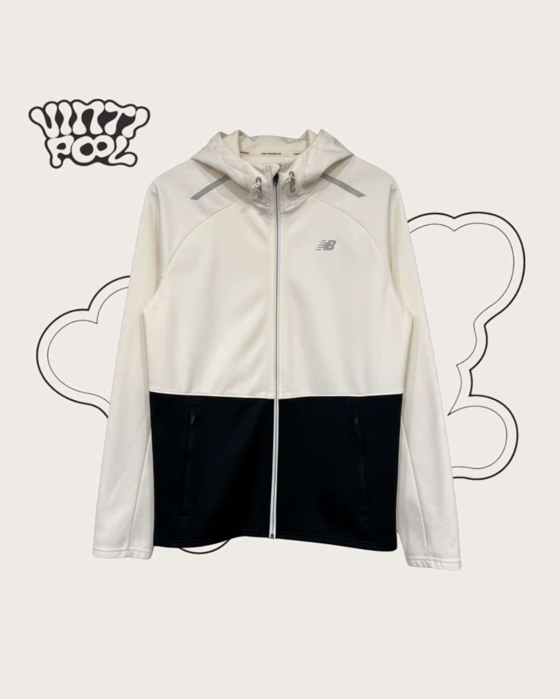뉴발란스 배색 바람막이 후드집업 L 아이보리 상품이미지1