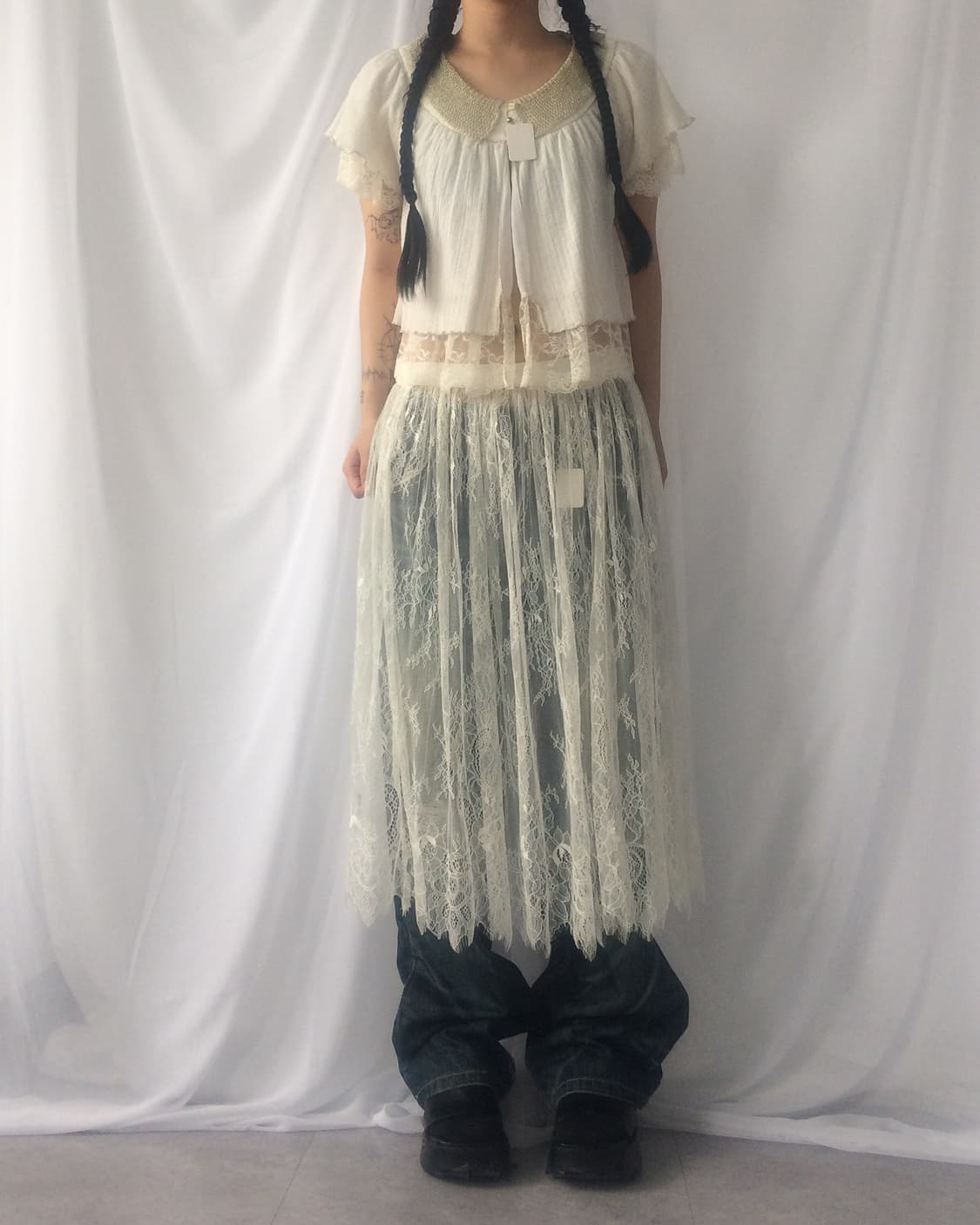 Lace trimming cardigan 상품이미지6