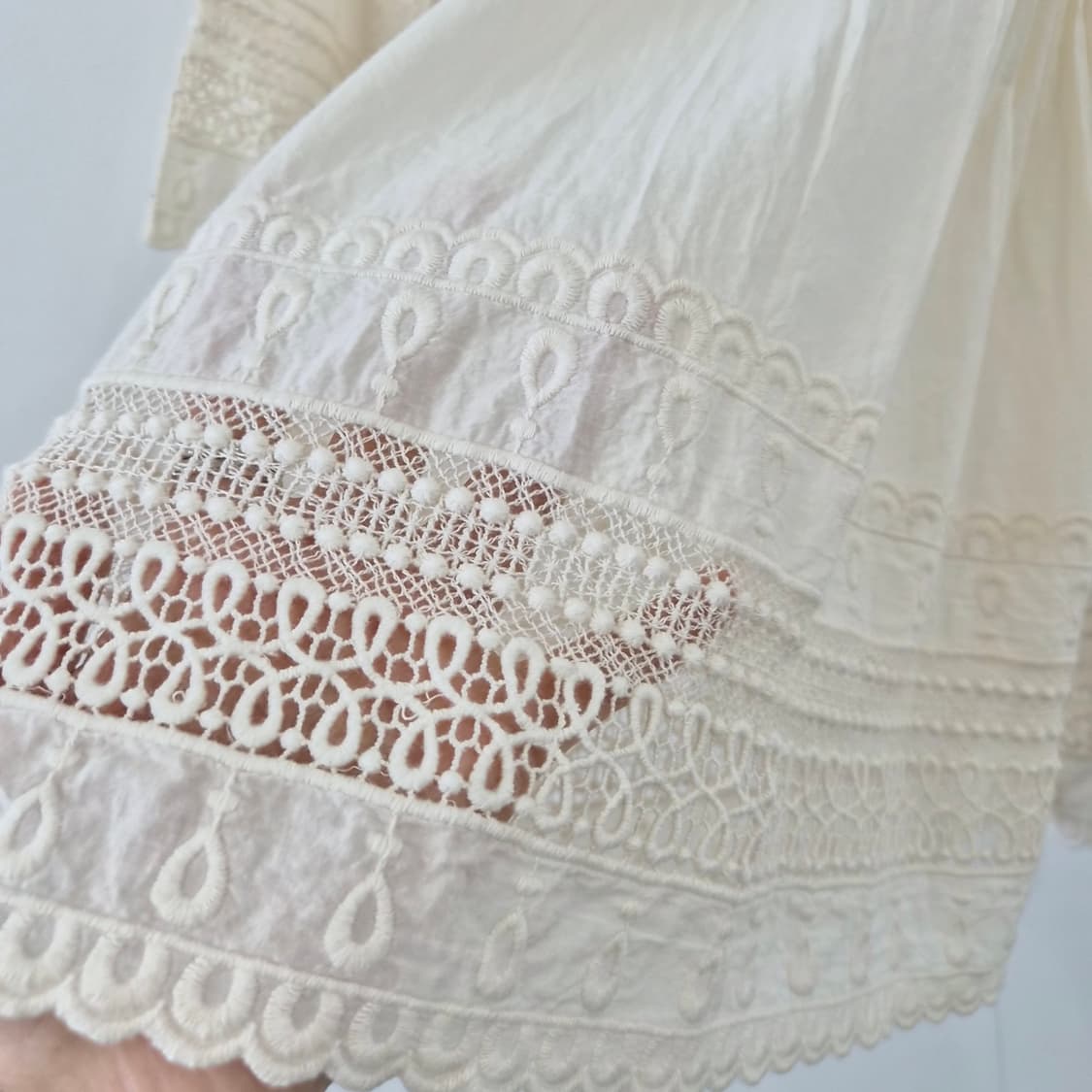 Rope Picnic 아이보리 레이스 핀턱 7부 가디건 상품이미지9