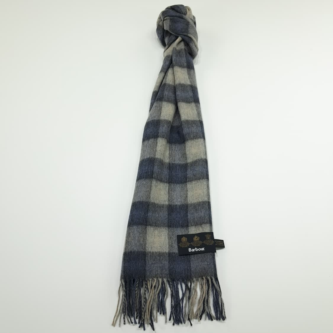 MX247 바버 네이비잉크 버팔로체크 램스울 캐시미어 목도리 머플러 상품이미지4