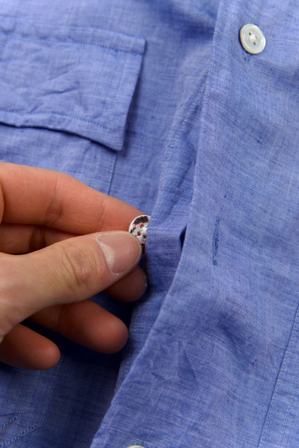 PORTER CLASSIC 롤업 C/L 셔츠 블루 상품이미지7