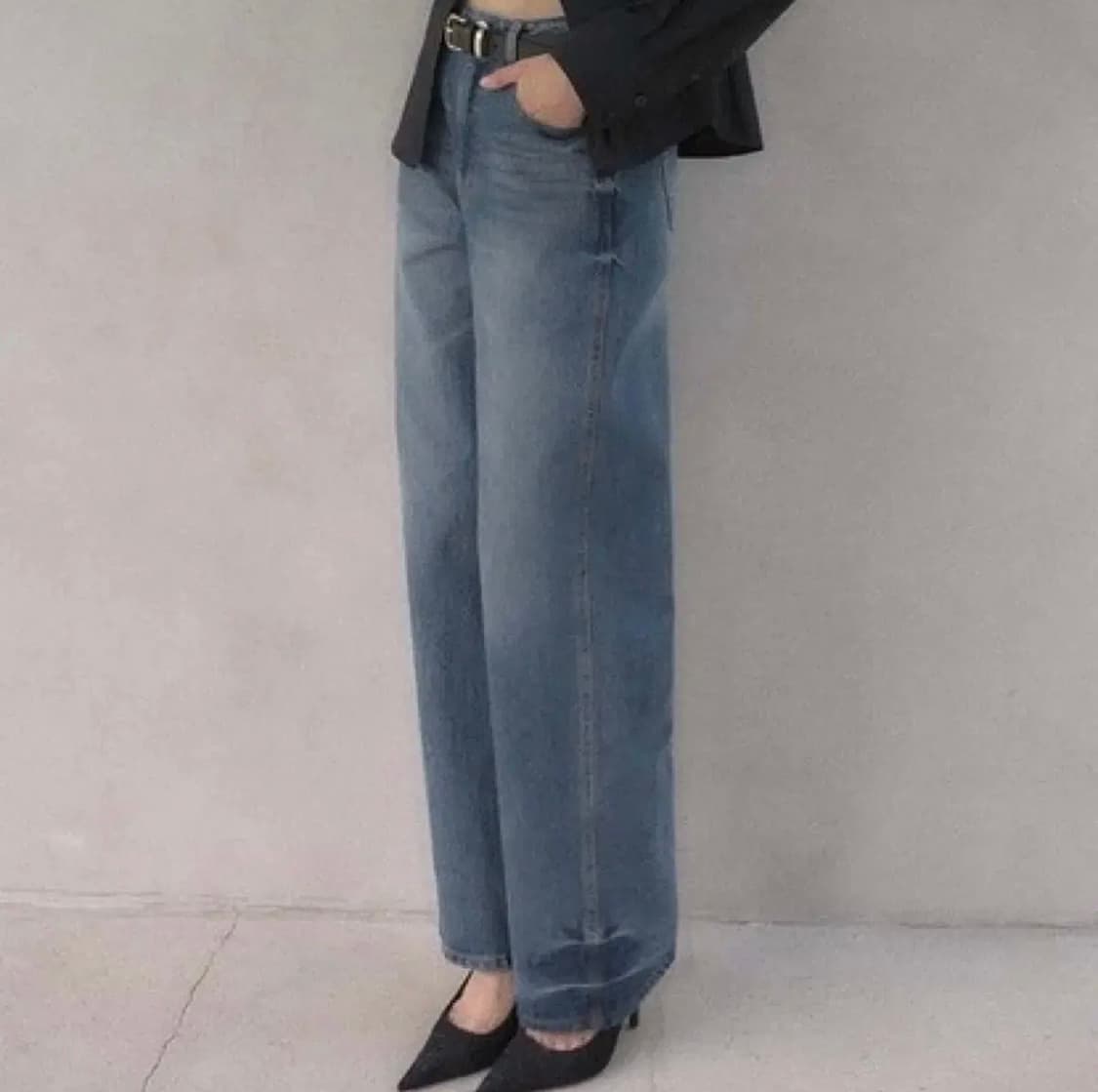 [루에브르] 와이드 블루 데님 팬츠 상품이미지2