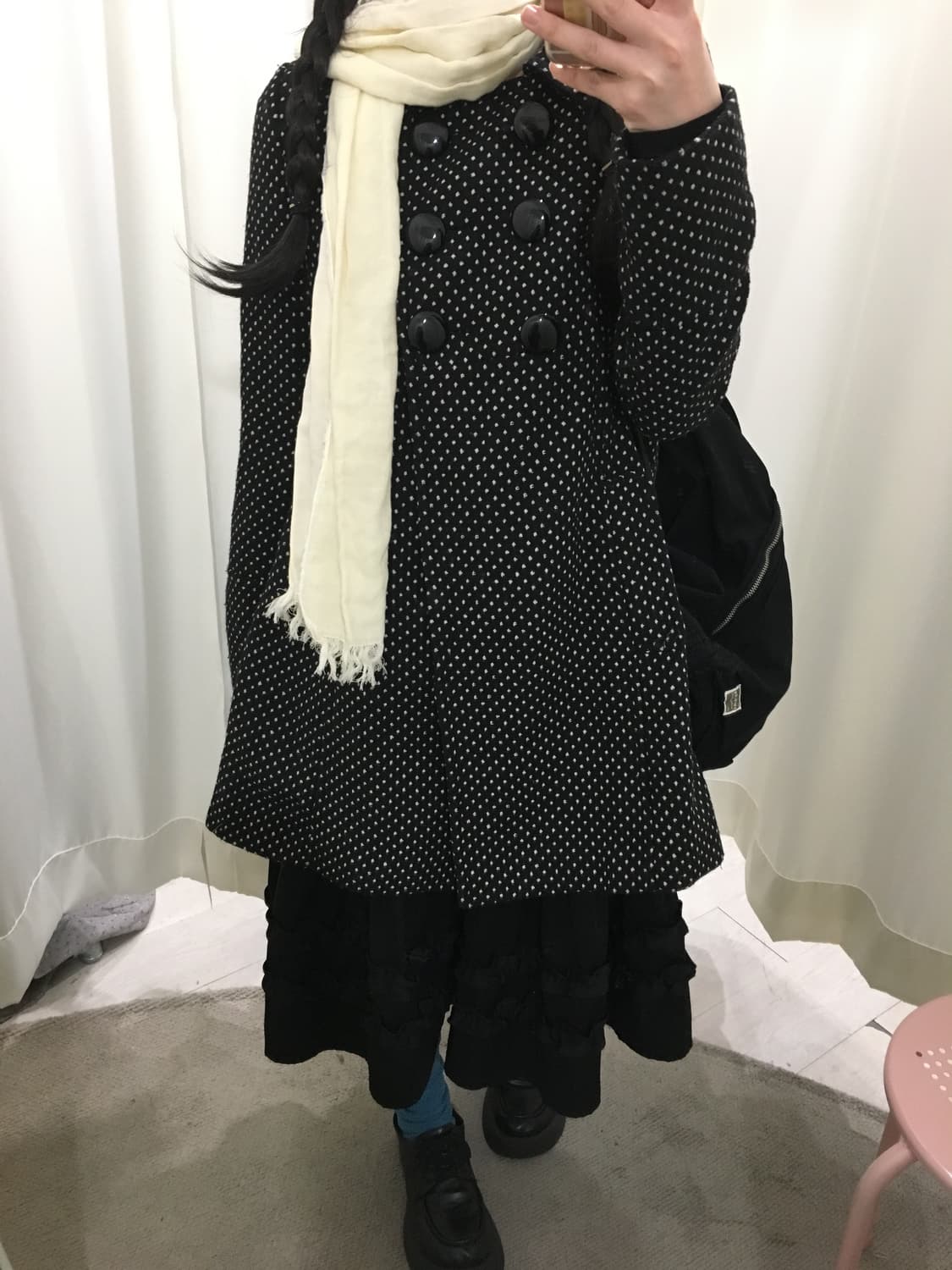 사와코 도트 더블 코트 상품이미지4
