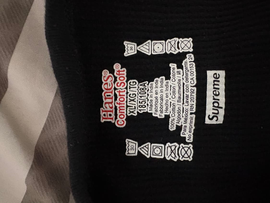 슈프림 헤인즈 본즈 써멀 롱슬리브 블랙 XL 상품이미지2