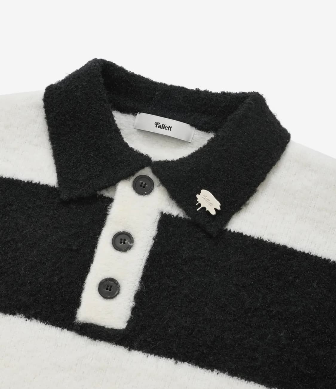 fallett 팔렛 부클레 카라 스트라이프 니트 블랙 상품이미지5